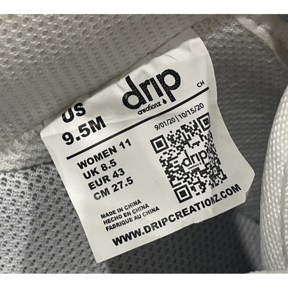 Drip Creationz Blue Roses Print White Sneakers US 9.5 Women 11 New - Picture 8 of 8